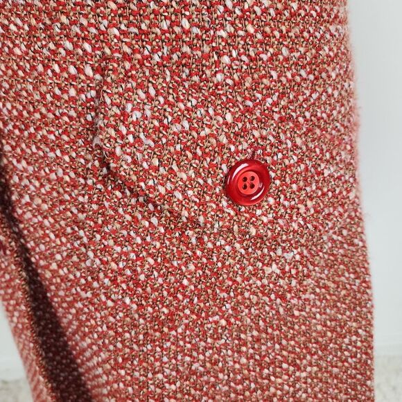 Rodel Spa Italy Wool Blend Coat Red White Cream Fall Winter Size 10 - Picture 9 of 16
